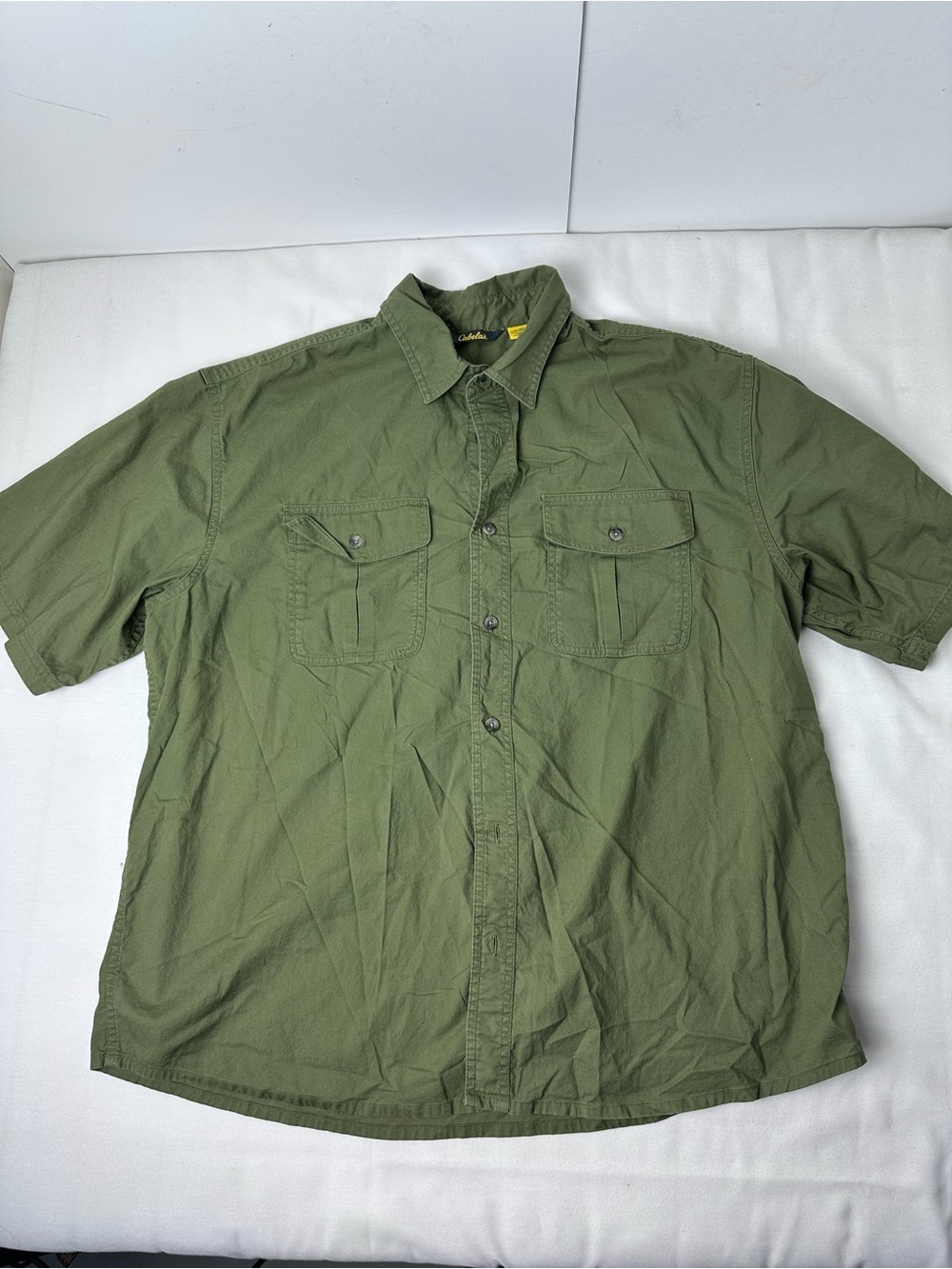Cabelas Shirt Mens XL Safari Series Green Short Sleeve Hiking Outdoor